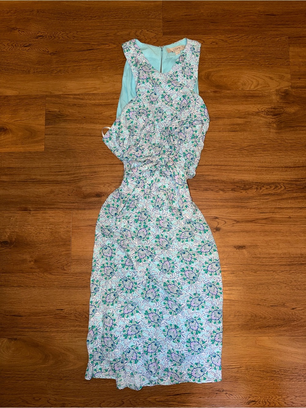 LOFT Mint Green Floral Maxi Dress